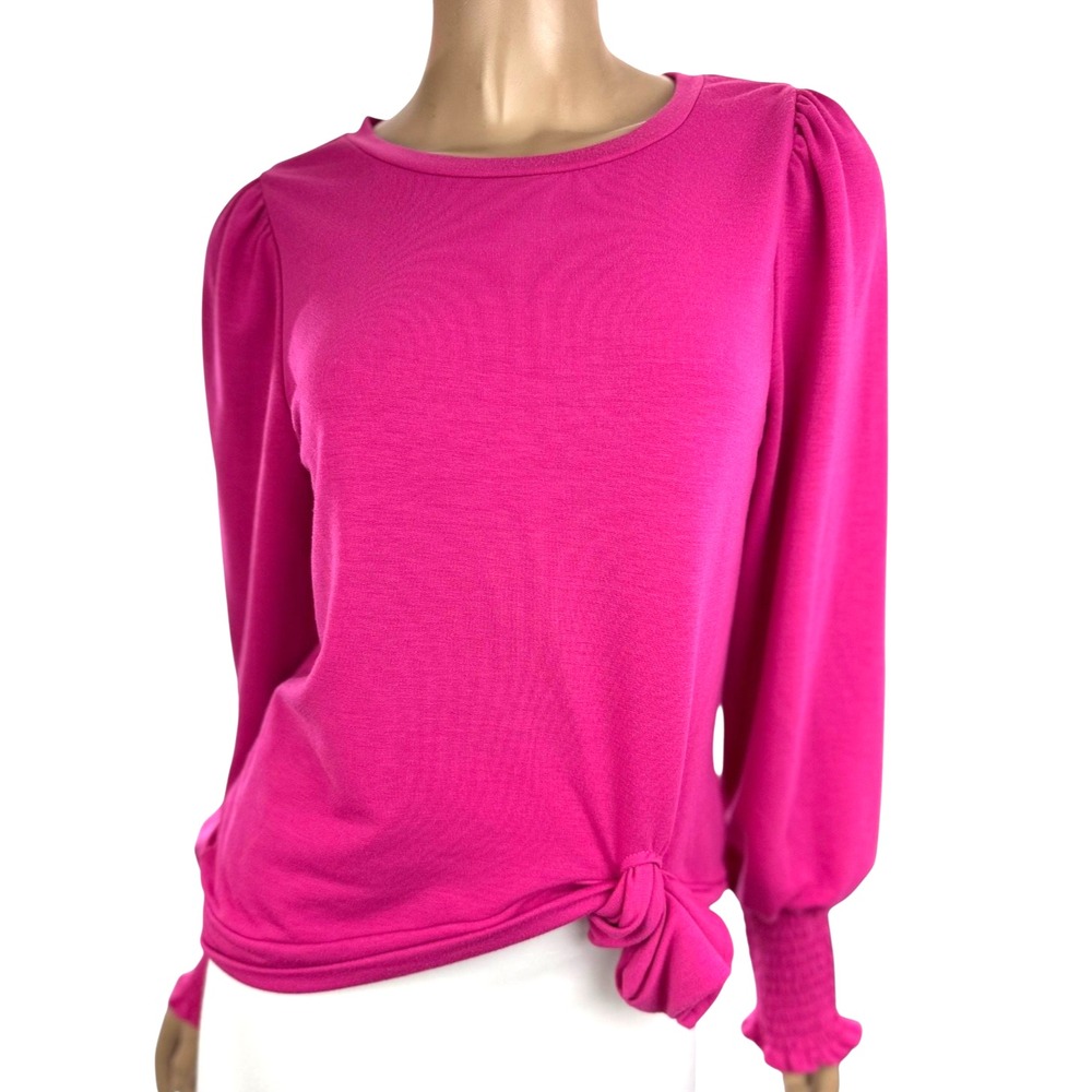 Habitual Size 16 Blouse Dark Pink Long Puff Sleeve Polyester/Rayon/Elastane